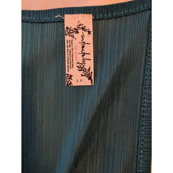 Intimately Free People Teal Ribbed V-Neck Racerback Tank Top Size S/P - Picture 5 of 6